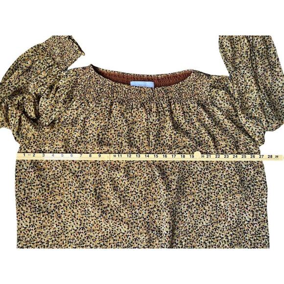 Elizabeth and James Textile Smocked Neck Boho Flowy Long Sleeve Blouse – Size XL - Picture 6 of 10